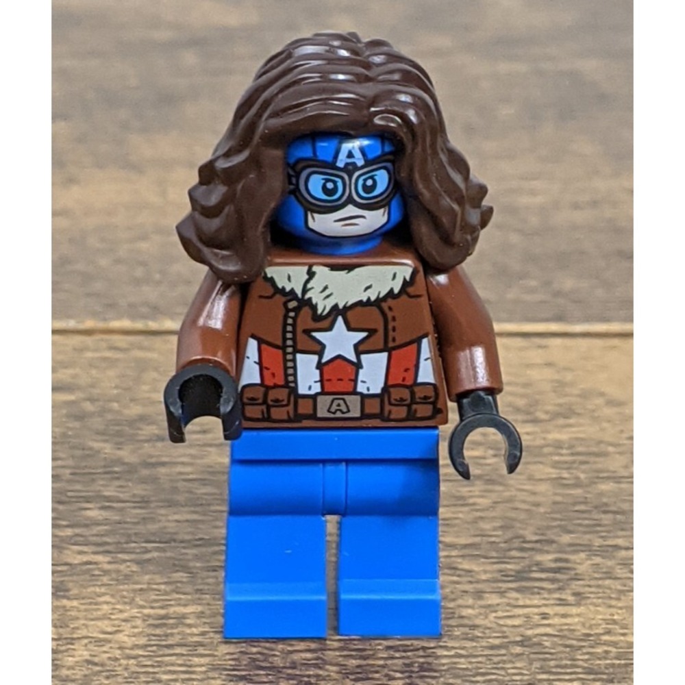 LEGO Marvel Captain America Minifigure Winter Soldier Brown Coat Blue Legs Hair